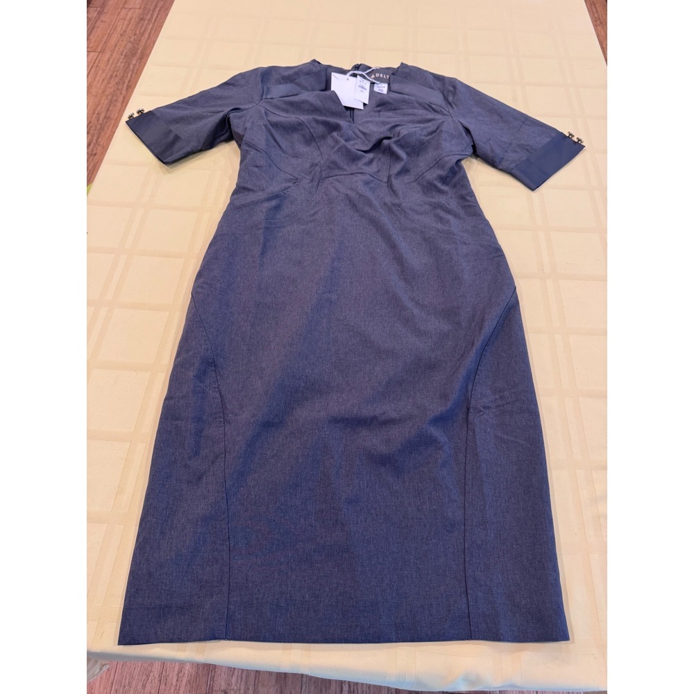 Delta Airlines Lands' End Gray Uniform Sheath Dress V-Neck Size 6 Petite NEW